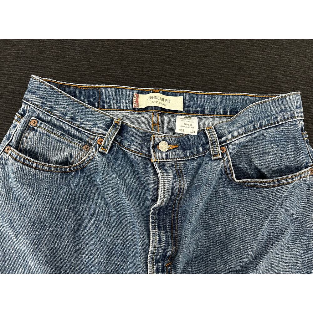 Levi's 505 Regular Fit Straight Leg Jeans Men's 36x34 Light Stonewash Denim